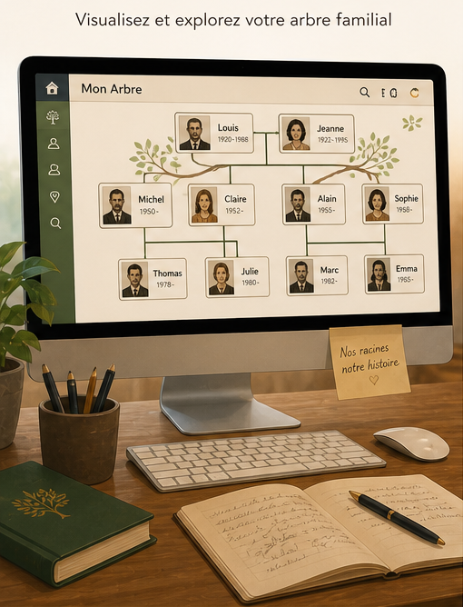 Arbre familial sur logiciel de généalogie