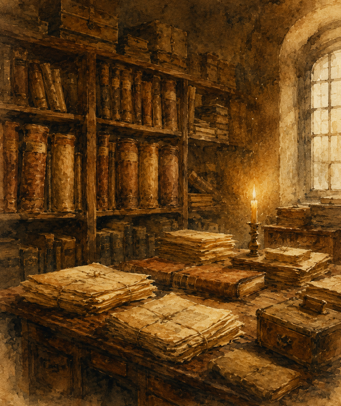 Rayonnages d'archives ecclésiastiques alsaciennes — registres anciens